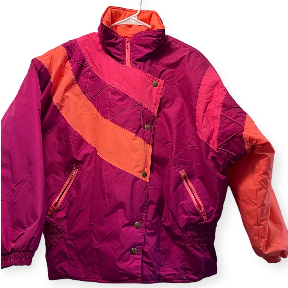 Pink Color Block Bomber Winter/Ski Coat